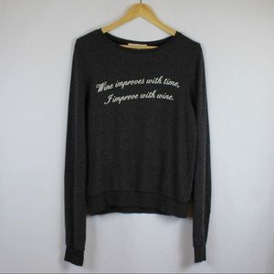 Wildfox Sweatshirt Small Gray Wine